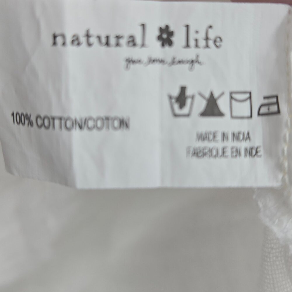 Natural Life White Gauze V-Neck Textured Cotton Long Sleeved Blouse Size Small - Picture 9 of 10